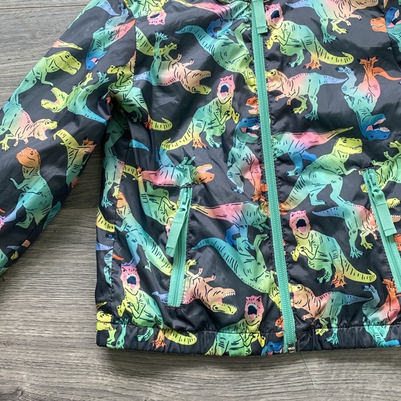Toddler Boys Dinosaur Printed Full Zip Windbreaker Jacket - Picture 2 of 6